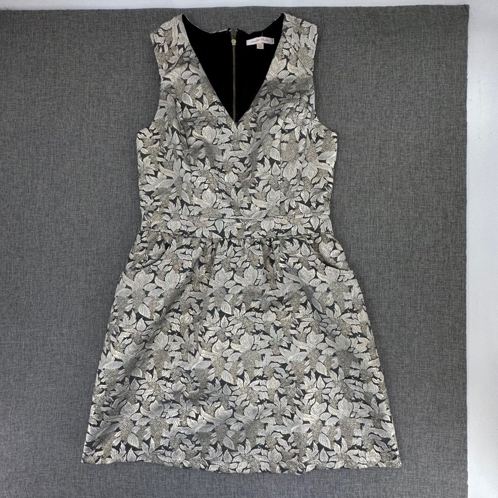 Under Skies Cocktail Dress Metallic Gold Evening Wear‎ V-Neckline Pockets Small